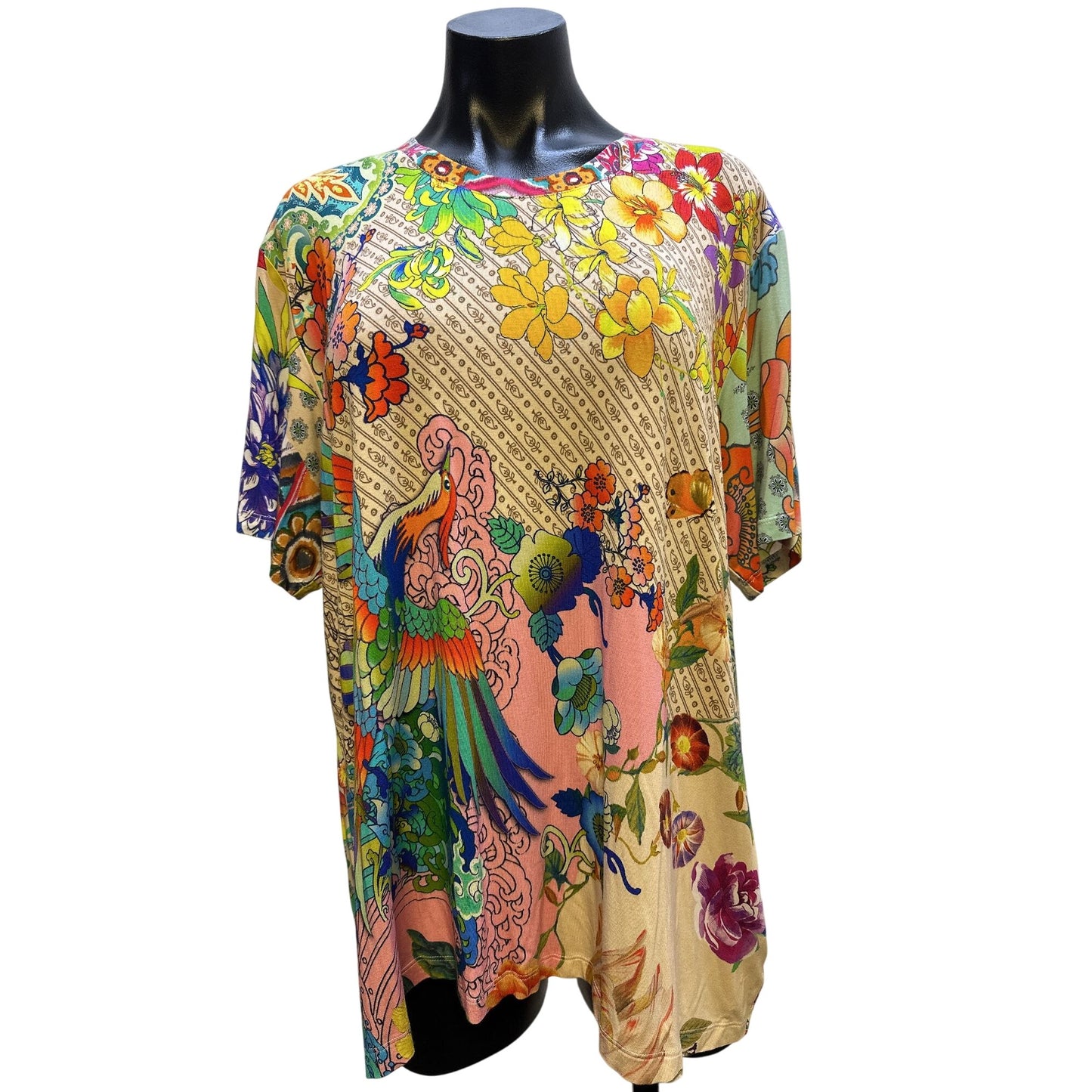 Johnny Was Multicolor Floral T-shirt Blouse Size XL