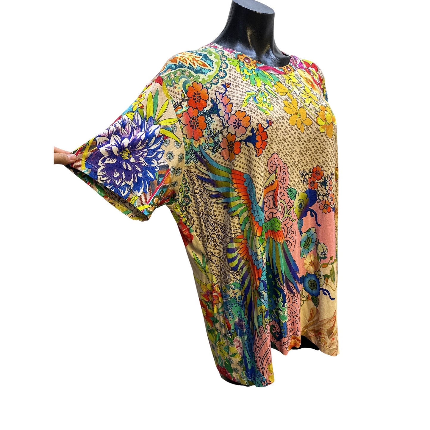 Johnny Was Multicolor Floral T-shirt Blouse Size XL