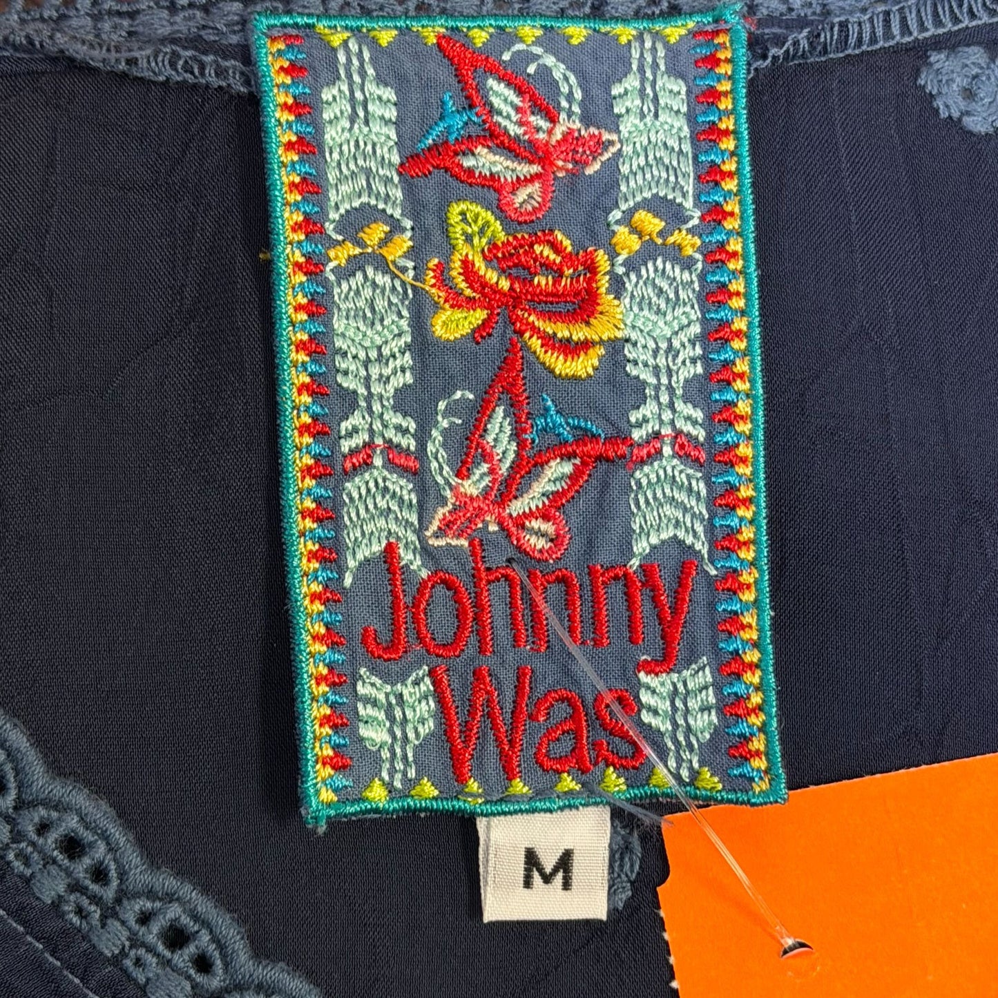 Johnny Was Blue Embroidered Tunic Blouse M