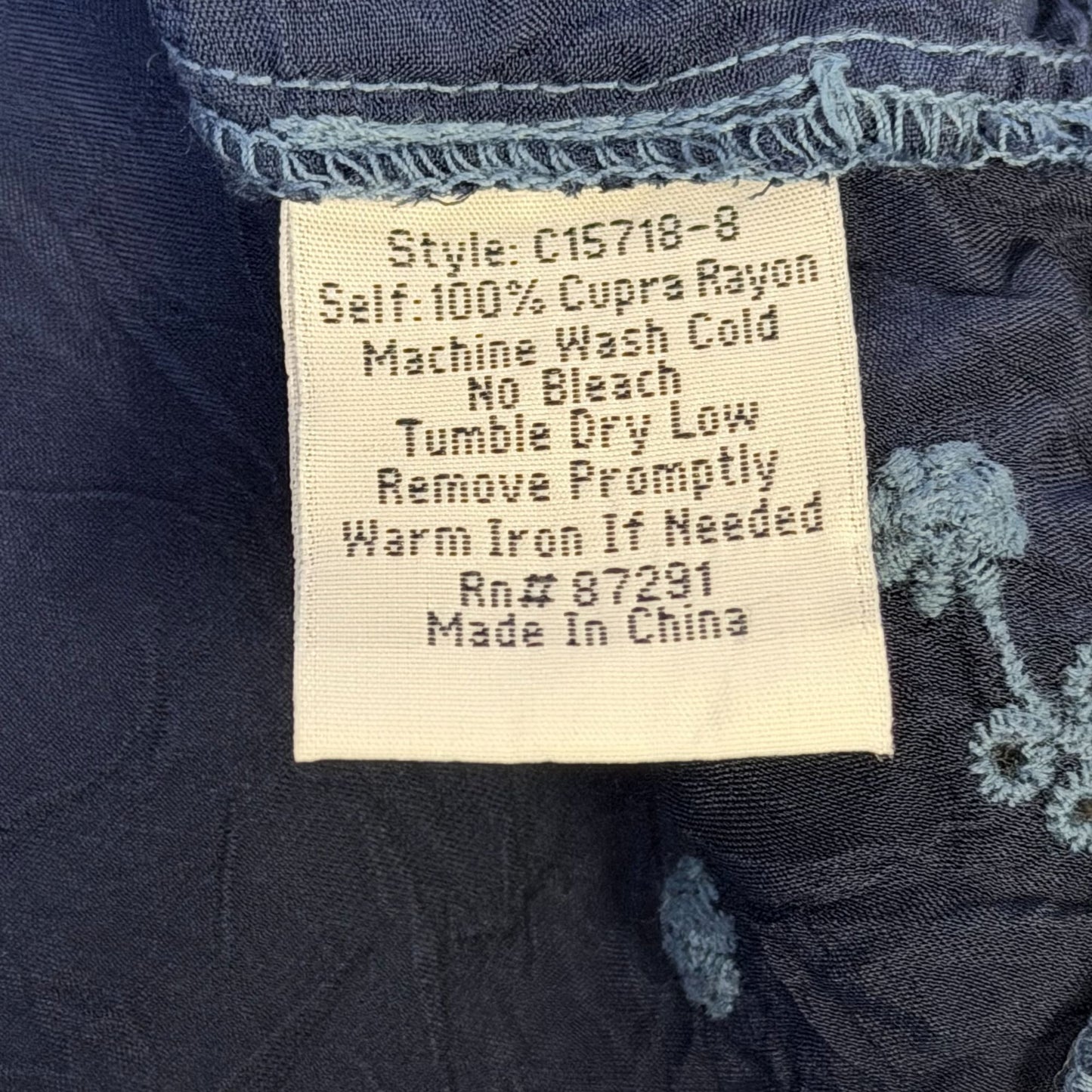 Johnny Was Blue Embroidered Tunic Blouse M