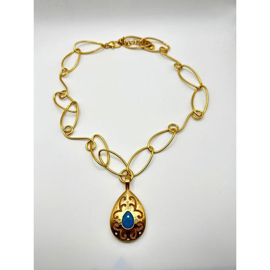 Brighton Versailles Jupiter Necklace With Gold-Tone Chain & Blue Teardrop Pendant