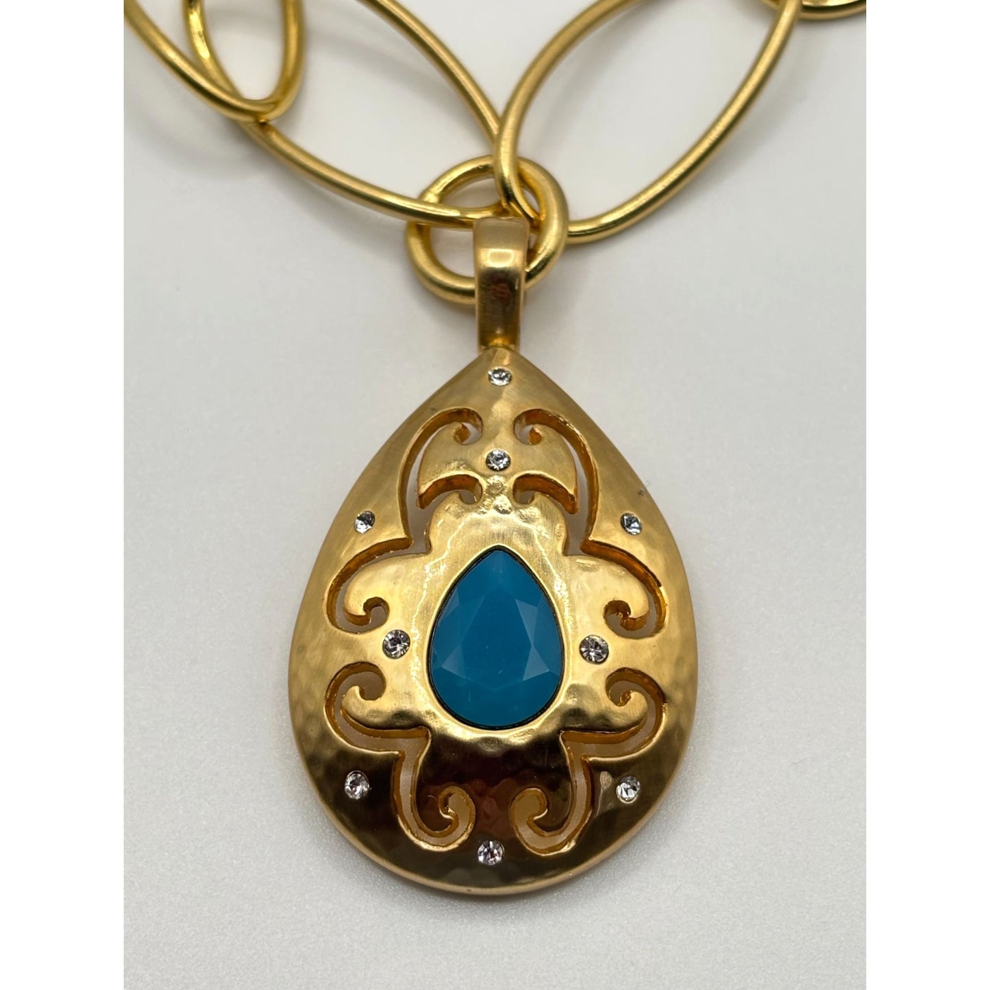 Brighton Versailles Jupiter Necklace With Gold-Tone Chain & Blue Teardrop Pendant