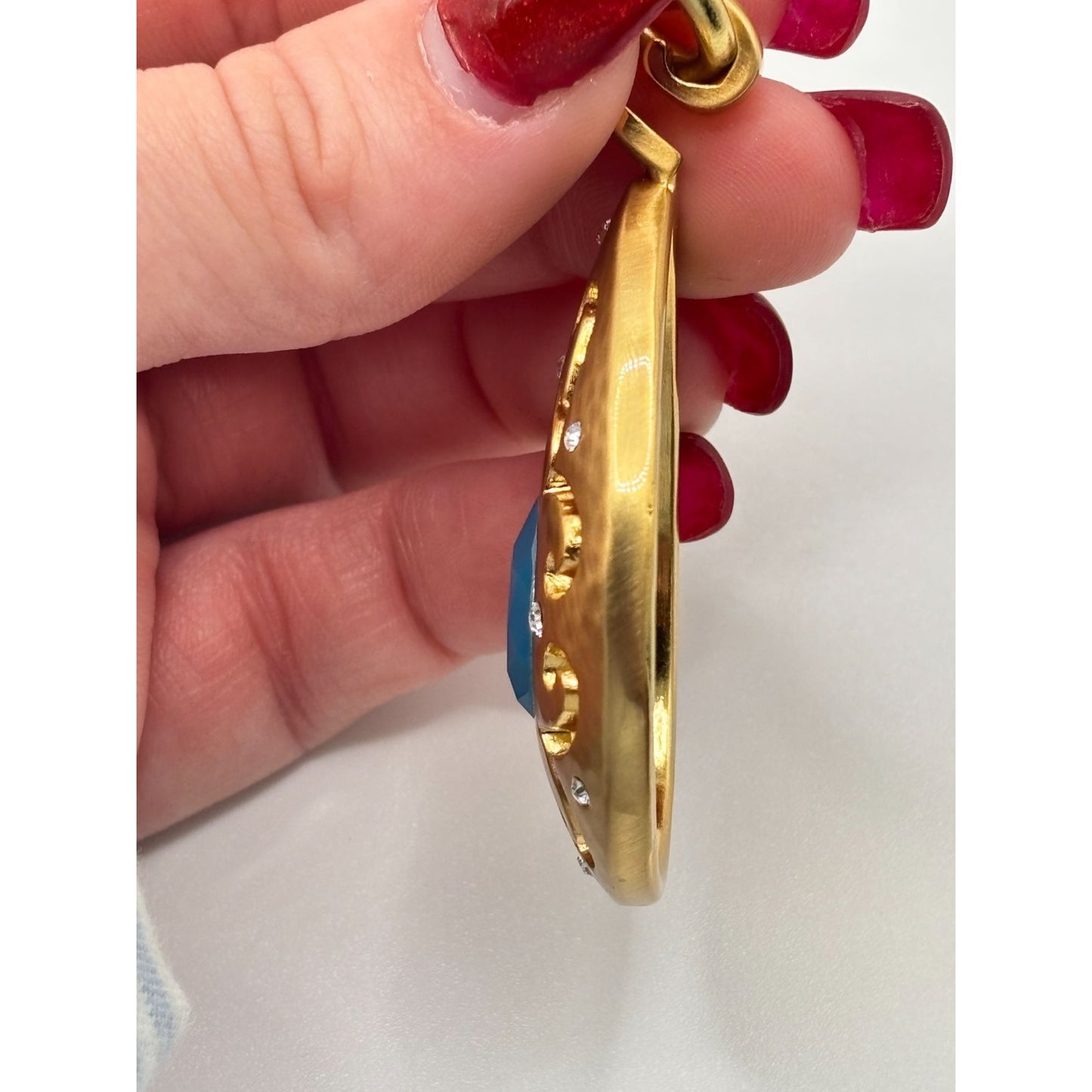 Brighton Versailles Jupiter Necklace With Gold-Tone Chain & Blue Teardrop Pendant