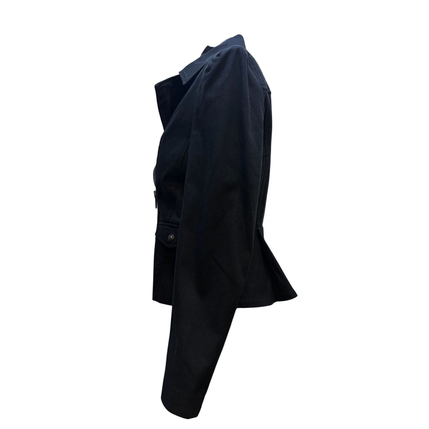 NWT Navy Blue Banana Republic Asymmetrical Moto Jacket With Peplum Waist Black S