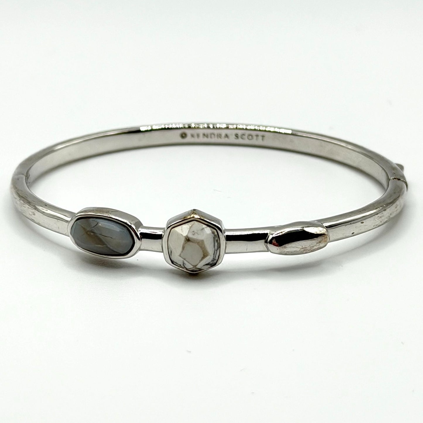 Kendra Scott Silver Multi Stone Hinged Bangle Bracelet