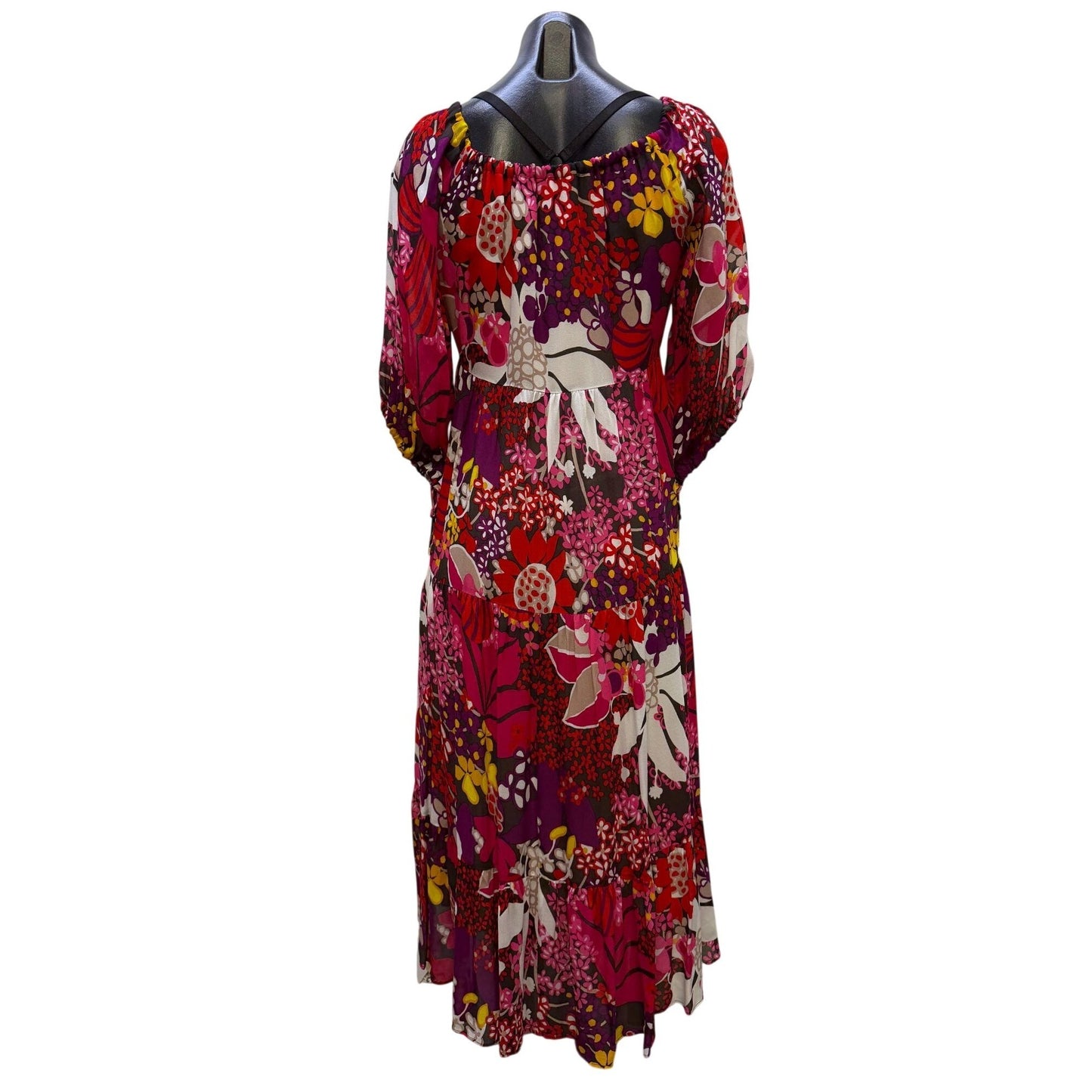 Trina Turk Floral Print Boho Midi Dress Multi-Color XS