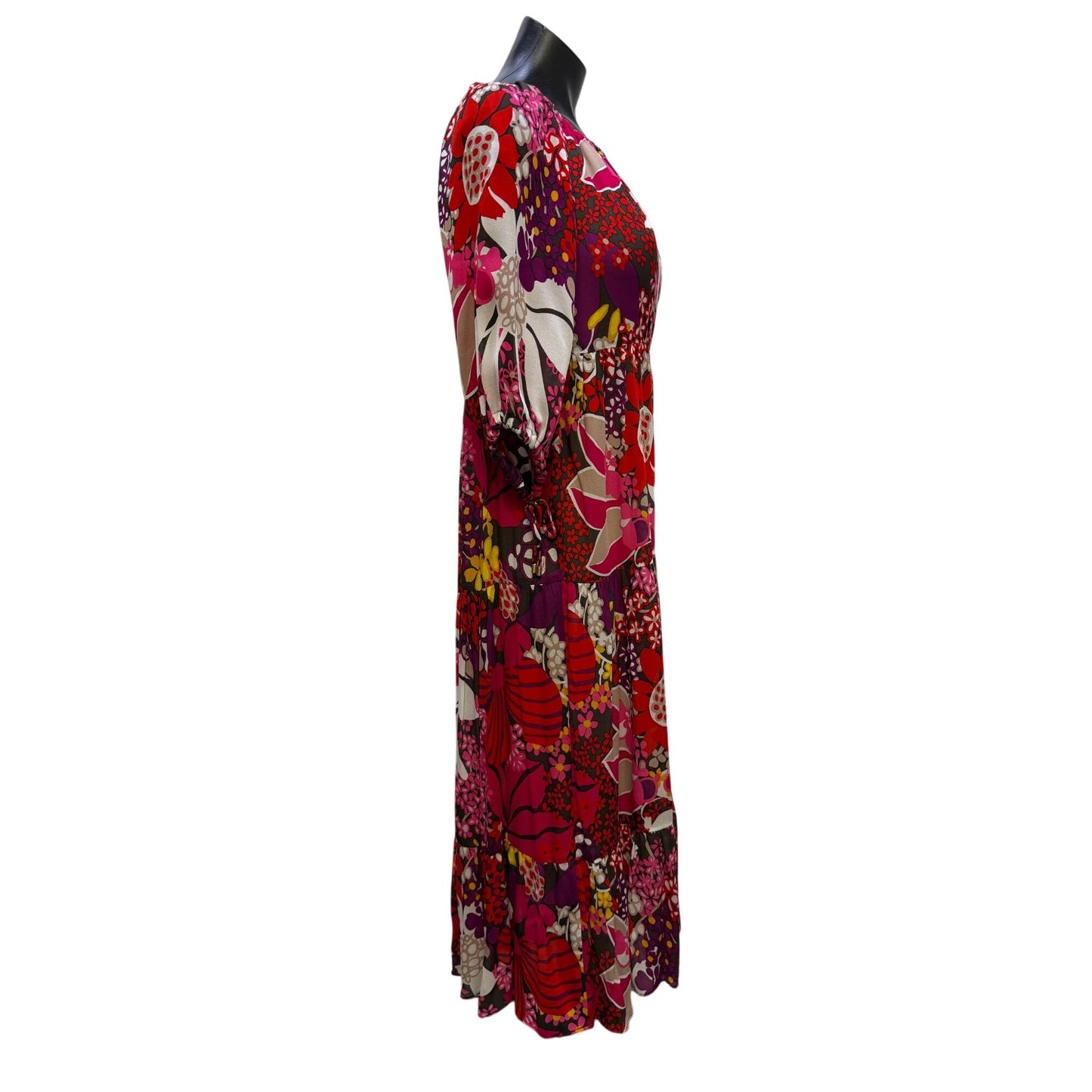 Trina Turk Floral Print Boho Midi Dress Multi-Color XS
