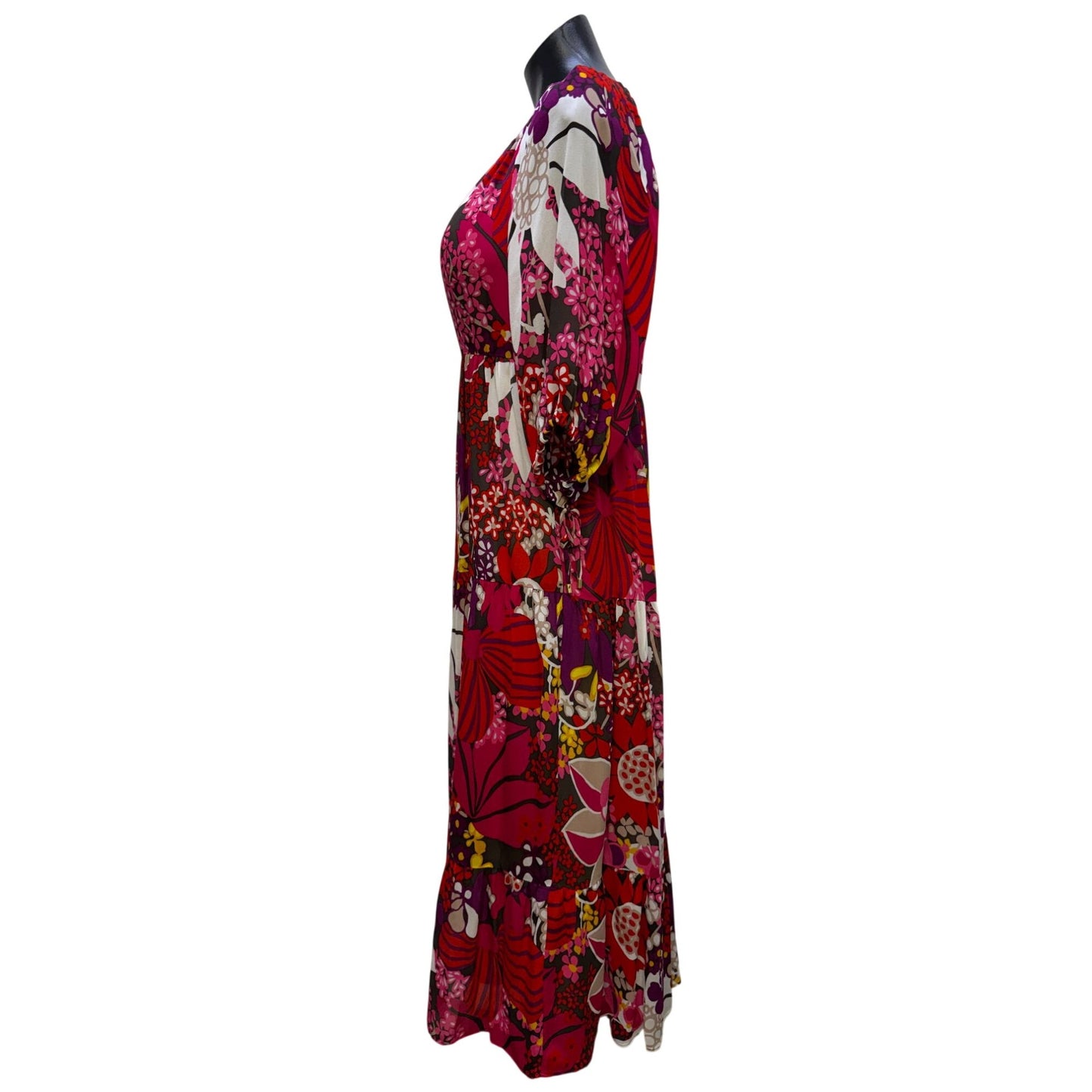 Trina Turk Floral Print Boho Midi Dress Multi-Color XS