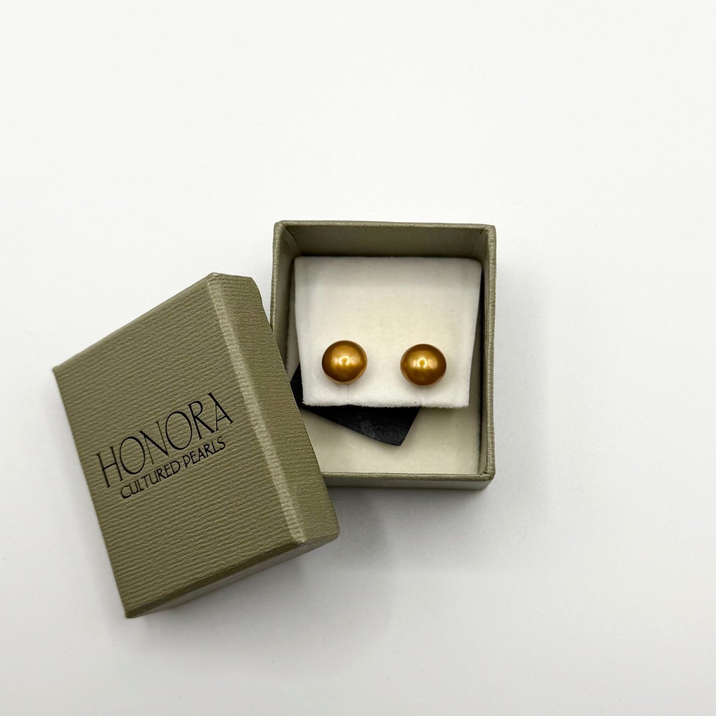 Vintage Honora Gold Cultured Pearl 925 Sterling Silver Stud Earrings