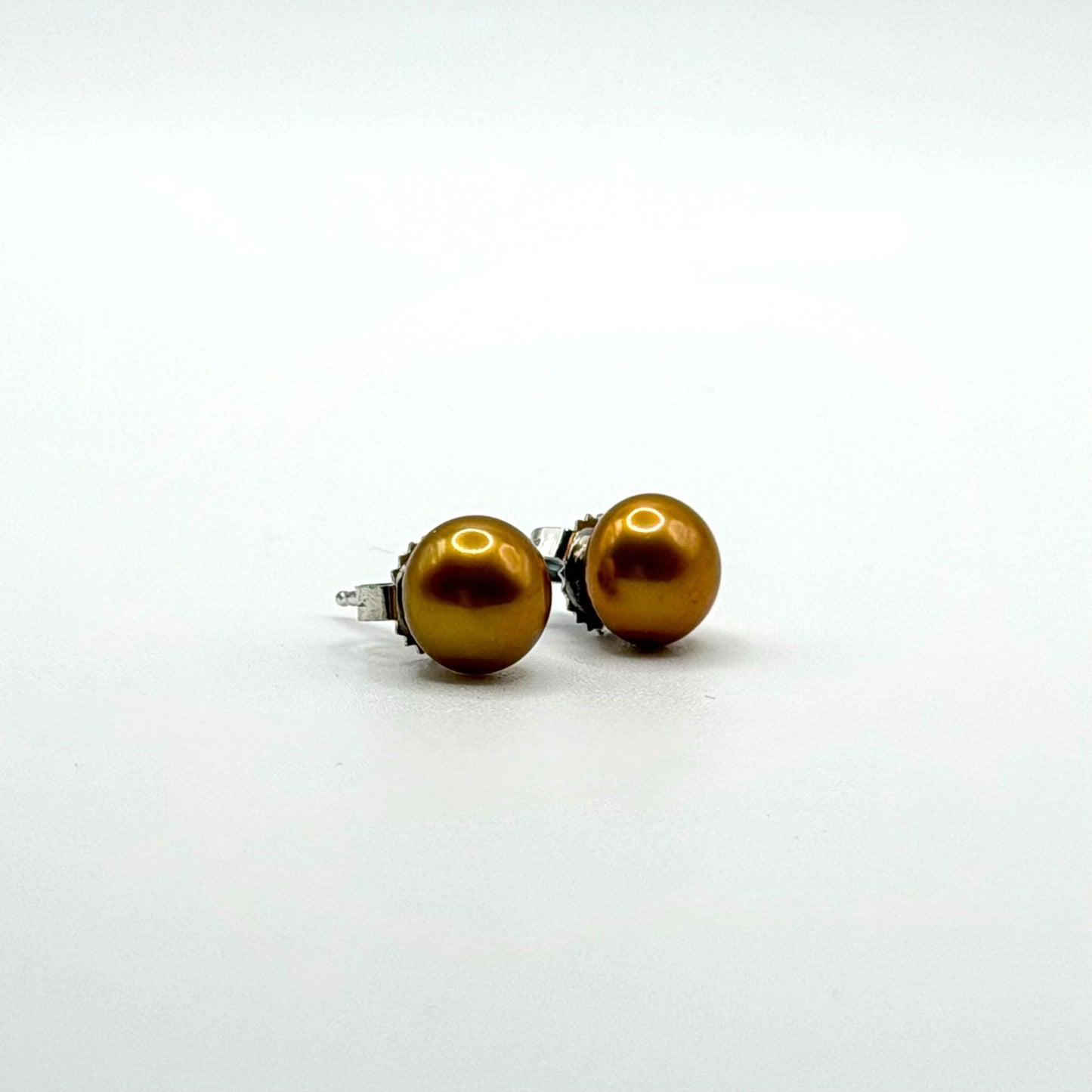Vintage Honora Gold Cultured Pearl 925 Sterling Silver Stud Earrings