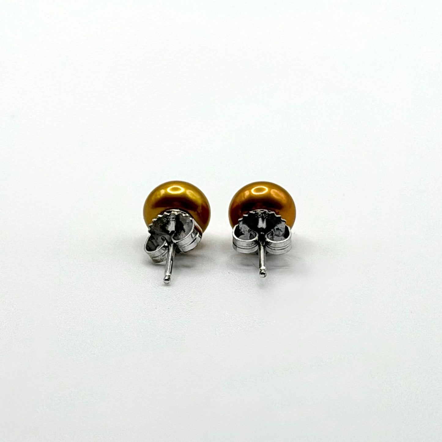 Vintage Honora Gold Cultured Pearl 925 Sterling Silver Stud Earrings