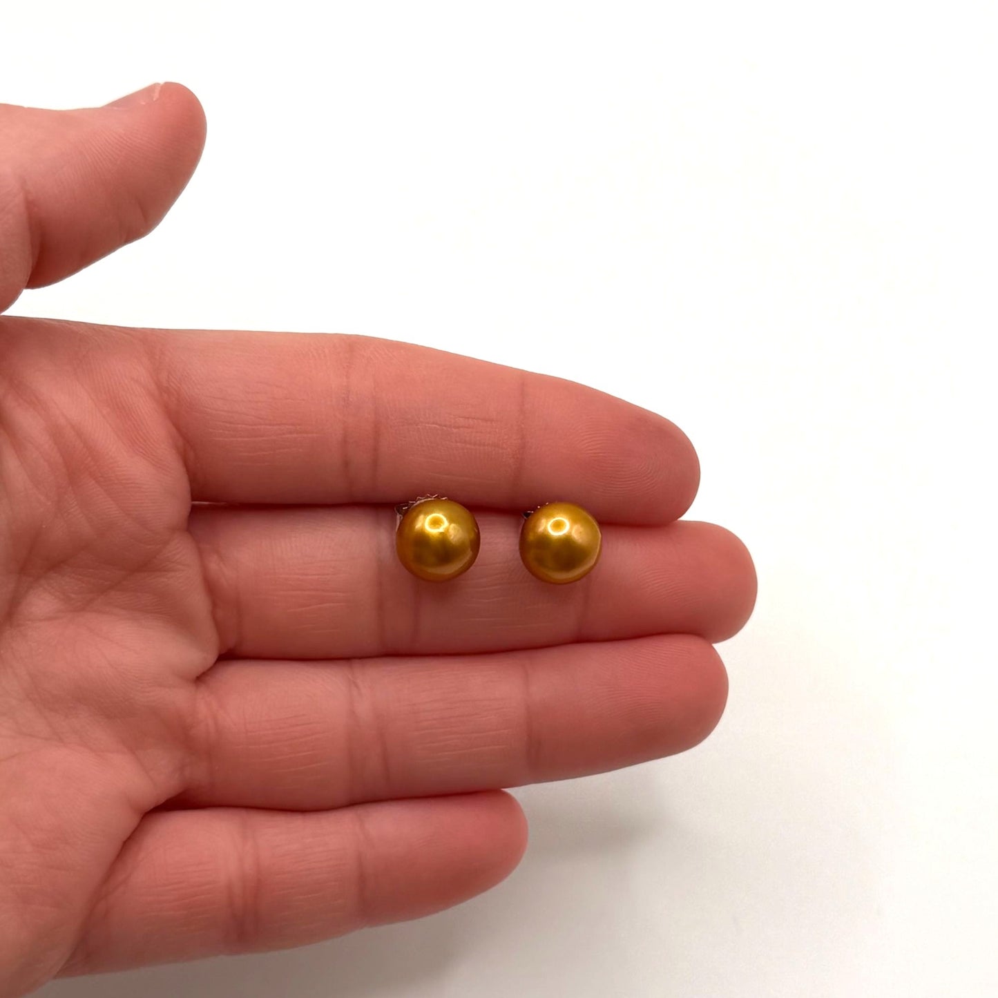 Vintage Honora Gold Cultured Pearl 925 Sterling Silver Stud Earrings