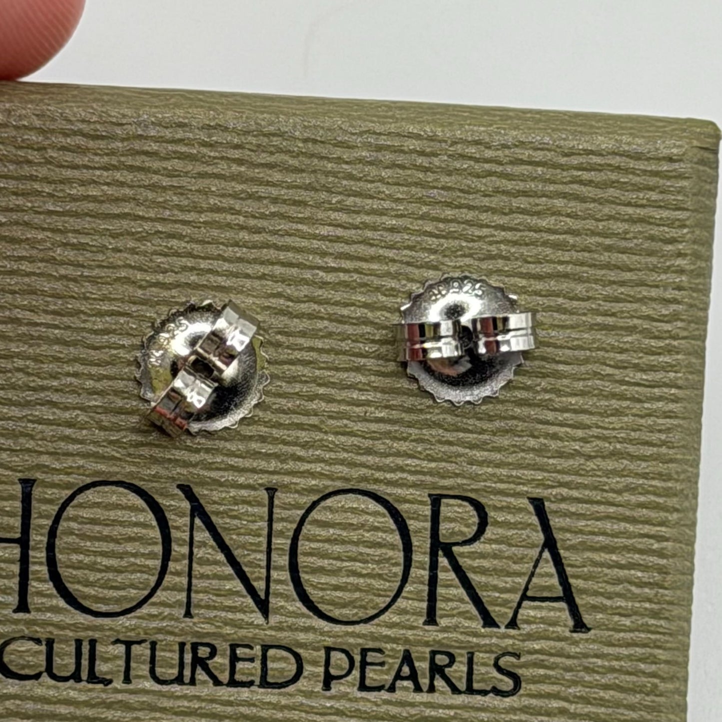 Vintage Honora Gold Cultured Pearl 925 Sterling Silver Stud Earrings