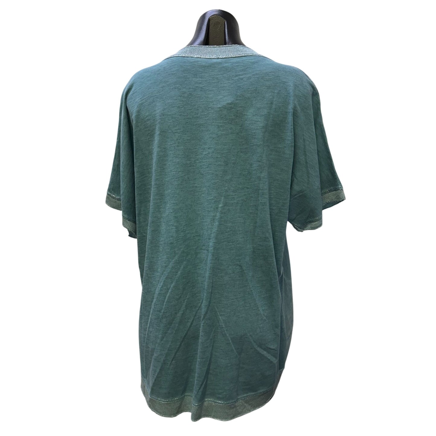 Tempo Paris 100% Linen Blouse Turquoise Made In Italy M