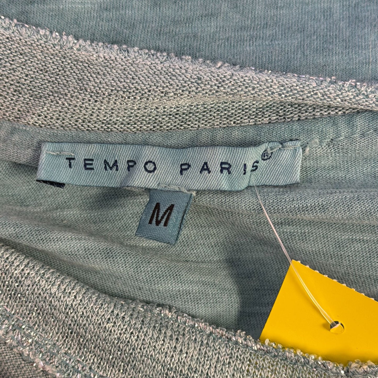 Tempo Paris 100% Linen Blouse Turquoise Made In Italy M