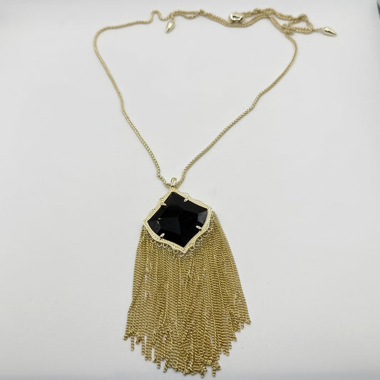 Kendra Scott Kingston Black & Gold Long Pendant Necklace