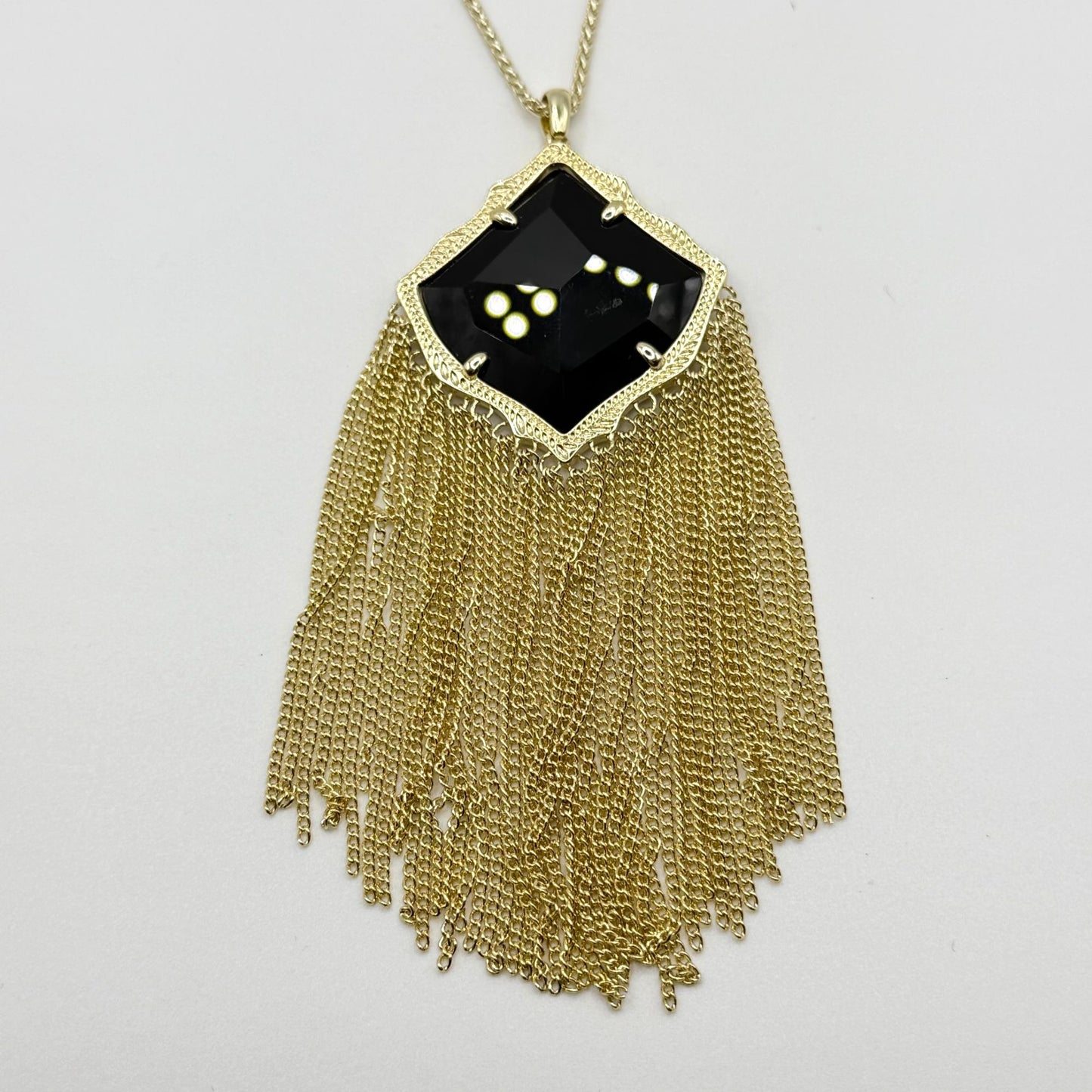 Kendra Scott Kingston Black & Gold Long Pendant Necklace