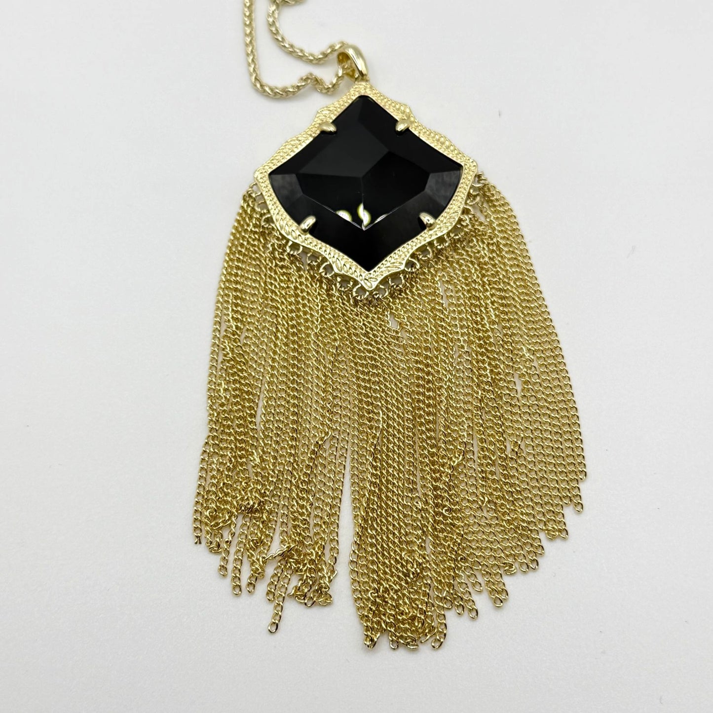 Kendra Scott Kingston Black & Gold Long Pendant Necklace