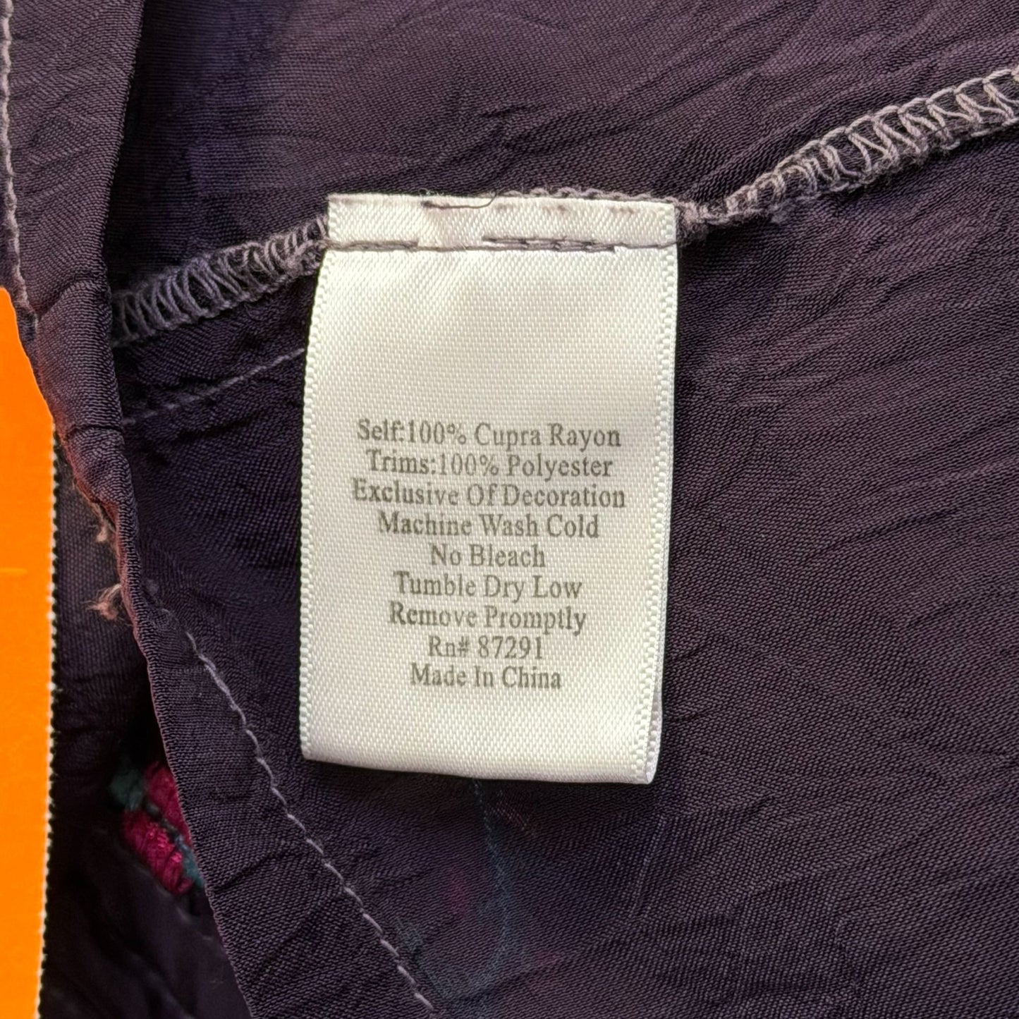 Johnny Was Purple Embroidered Long Sleeve Blouse Keyhole Neck L