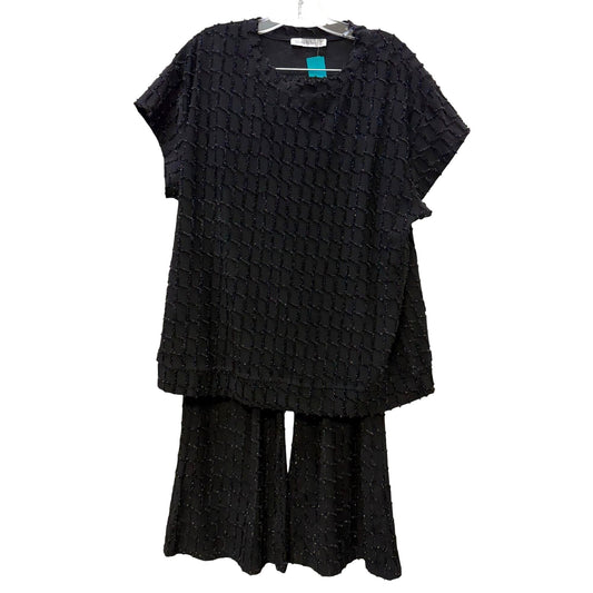See And Be Seen Black Textured Blouse & Wide-Leg Pants Set Size M