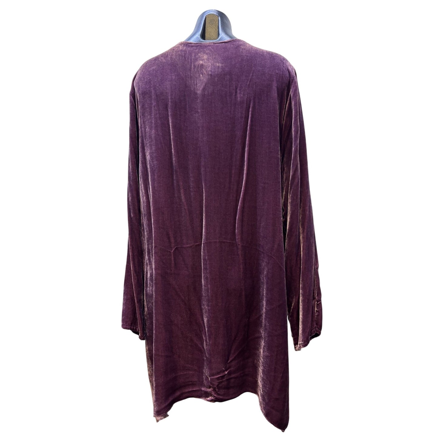 NWT Johnny Was Purple Velvet Embroidered Tunic L Sleeve V-Neck
