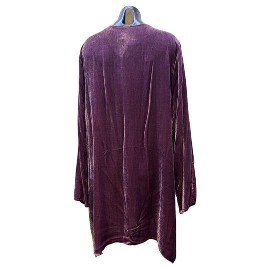 NWT Johnny Was Purple Velvet Embroidered Tunic L Sleeve V-Neck