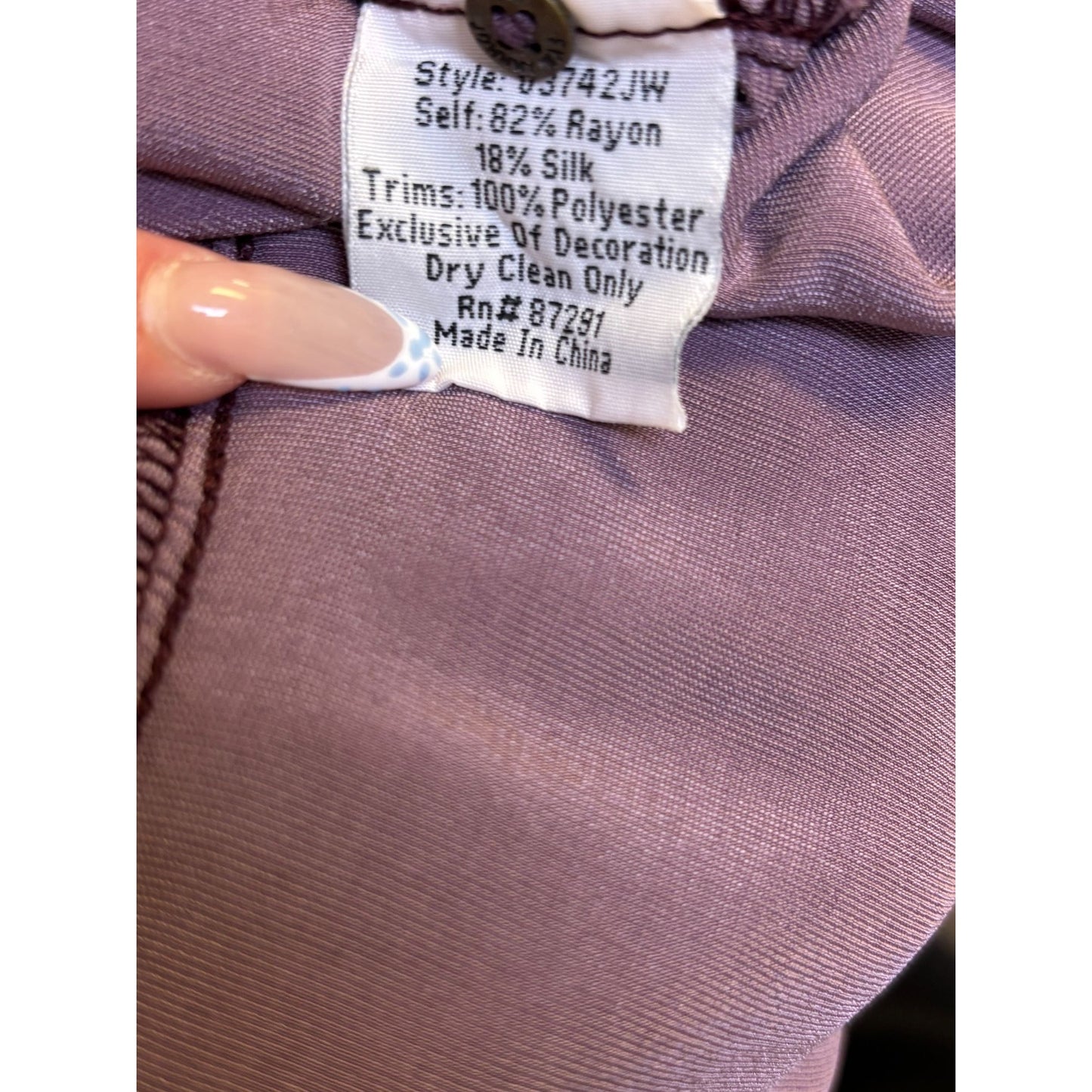 NWT Johnny Was Purple Velvet Embroidered Tunic L Sleeve V-Neck