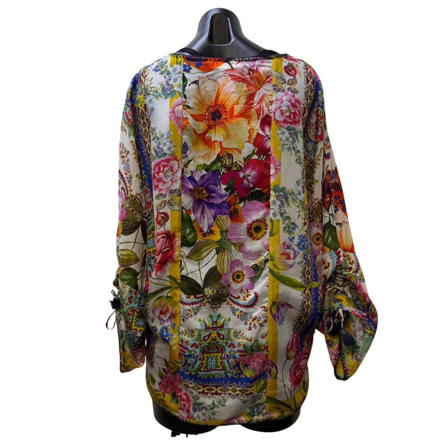 Johnny Was Floral Boho Tunic Top Multicolor Lightweight & Airy S