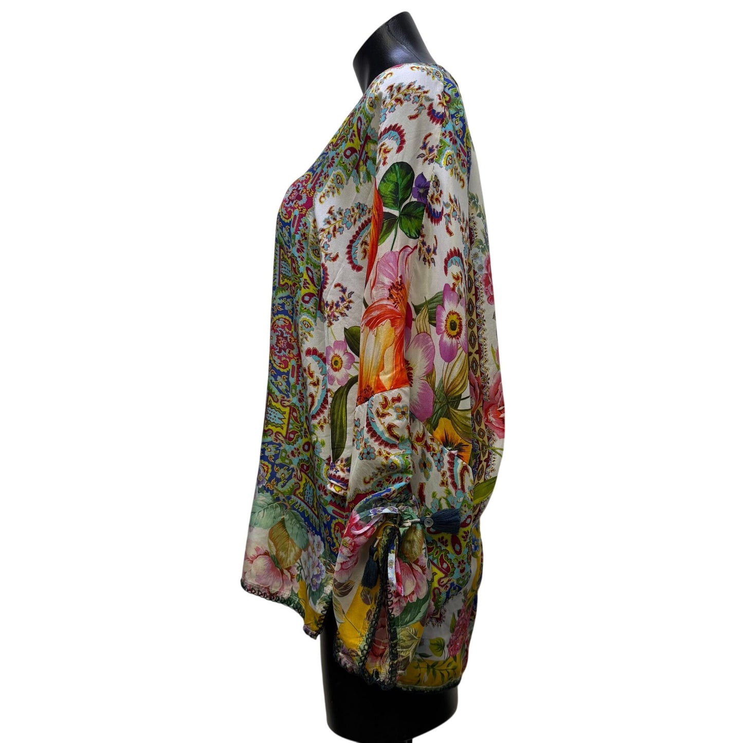 Johnny Was Floral Boho Tunic Top Multicolor Lightweight & Airy S