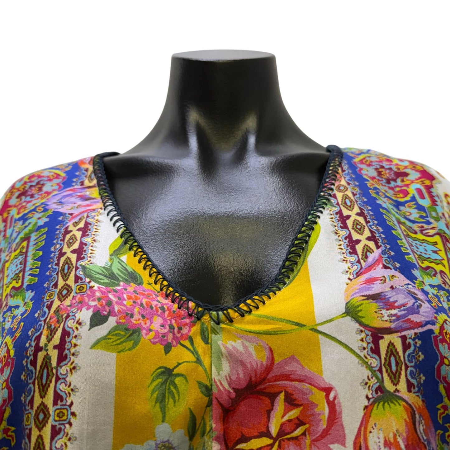 Johnny Was Floral Boho Tunic Top Multicolor Lightweight & Airy S