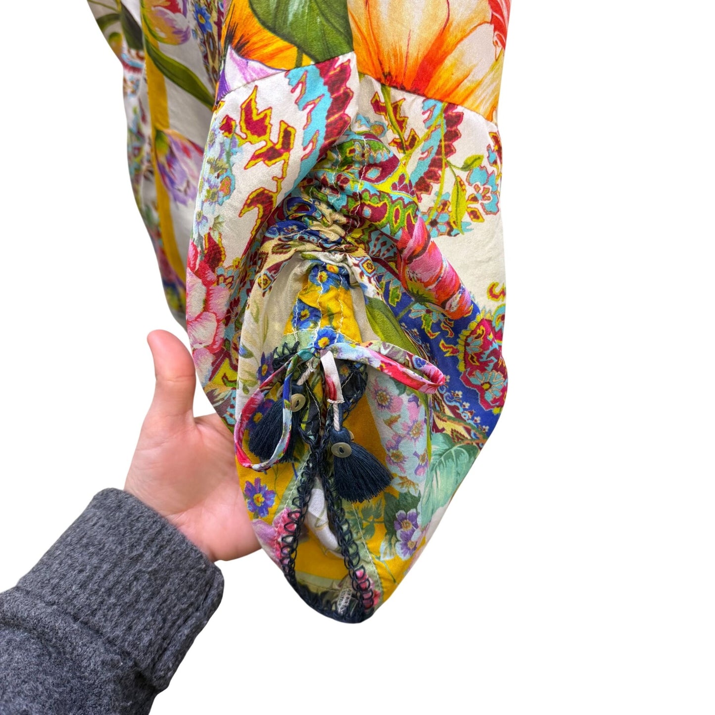 Johnny Was Floral Boho Tunic Top Multicolor Lightweight & Airy S