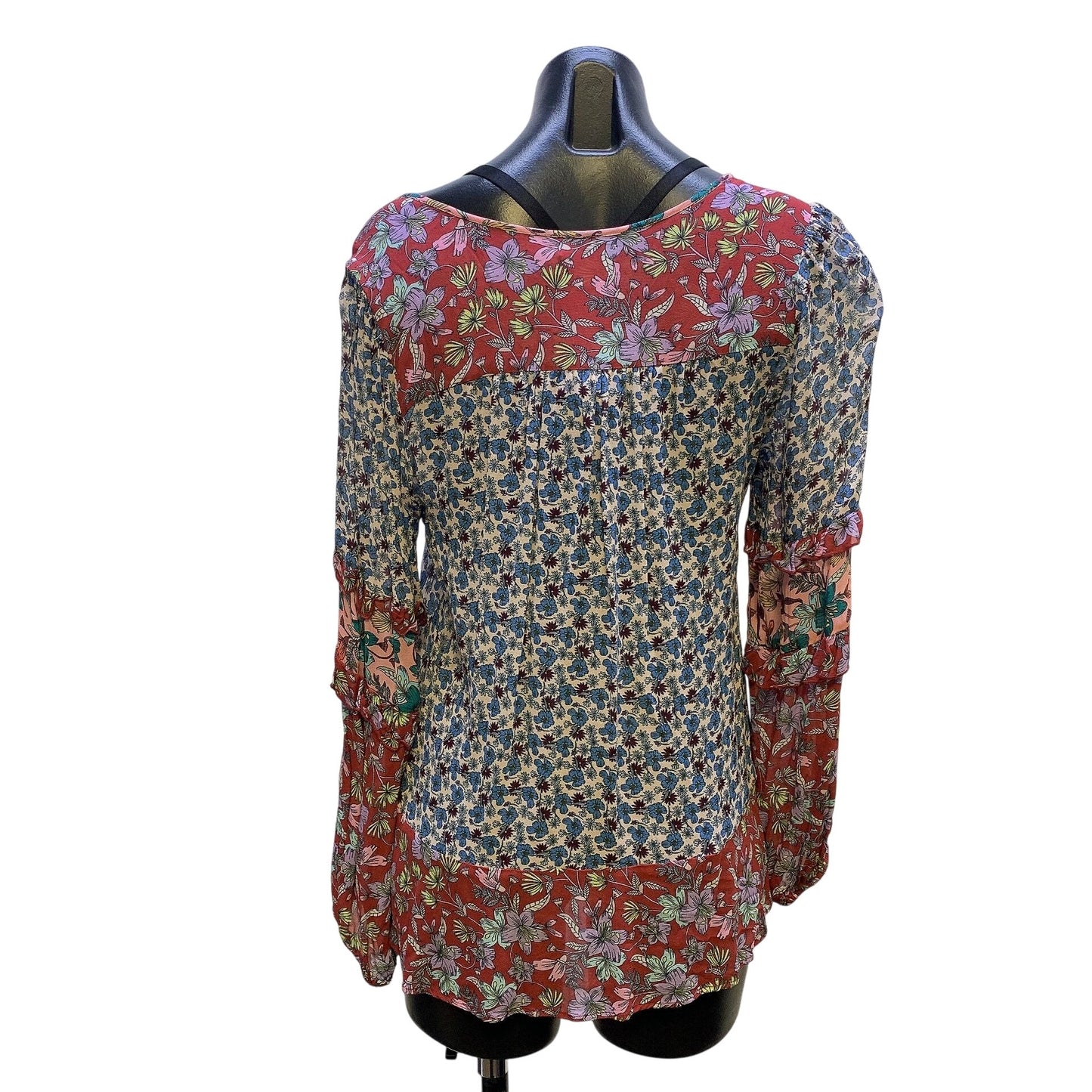 Johnny Was Jade Multicolor Floral Print Blouse Size M