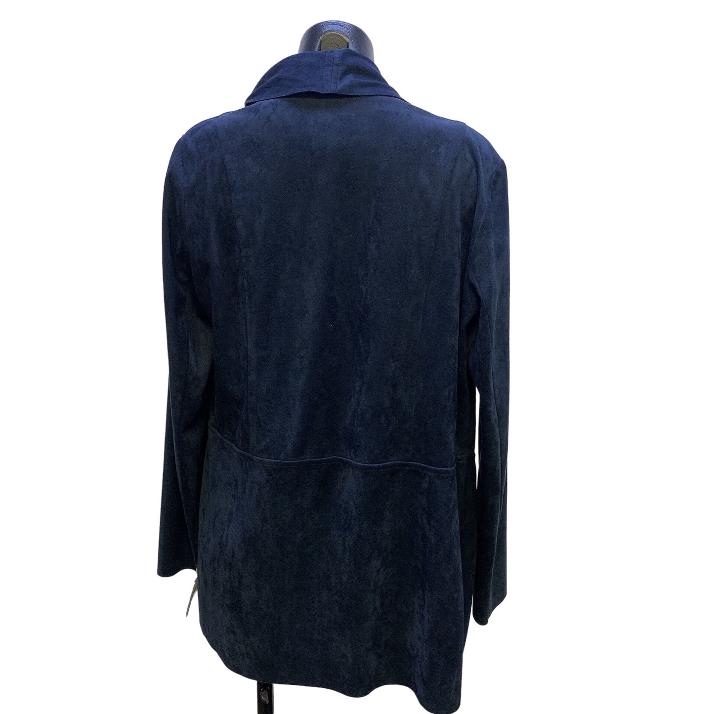 Raffinalla Womens Navy Open Front Jacket With Long Sleeves & Waterfall Lapels