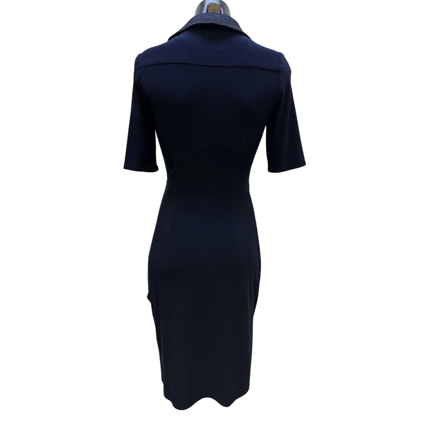 Joseph Ribkoff Navy Drape Front Dress With Satin Size 6