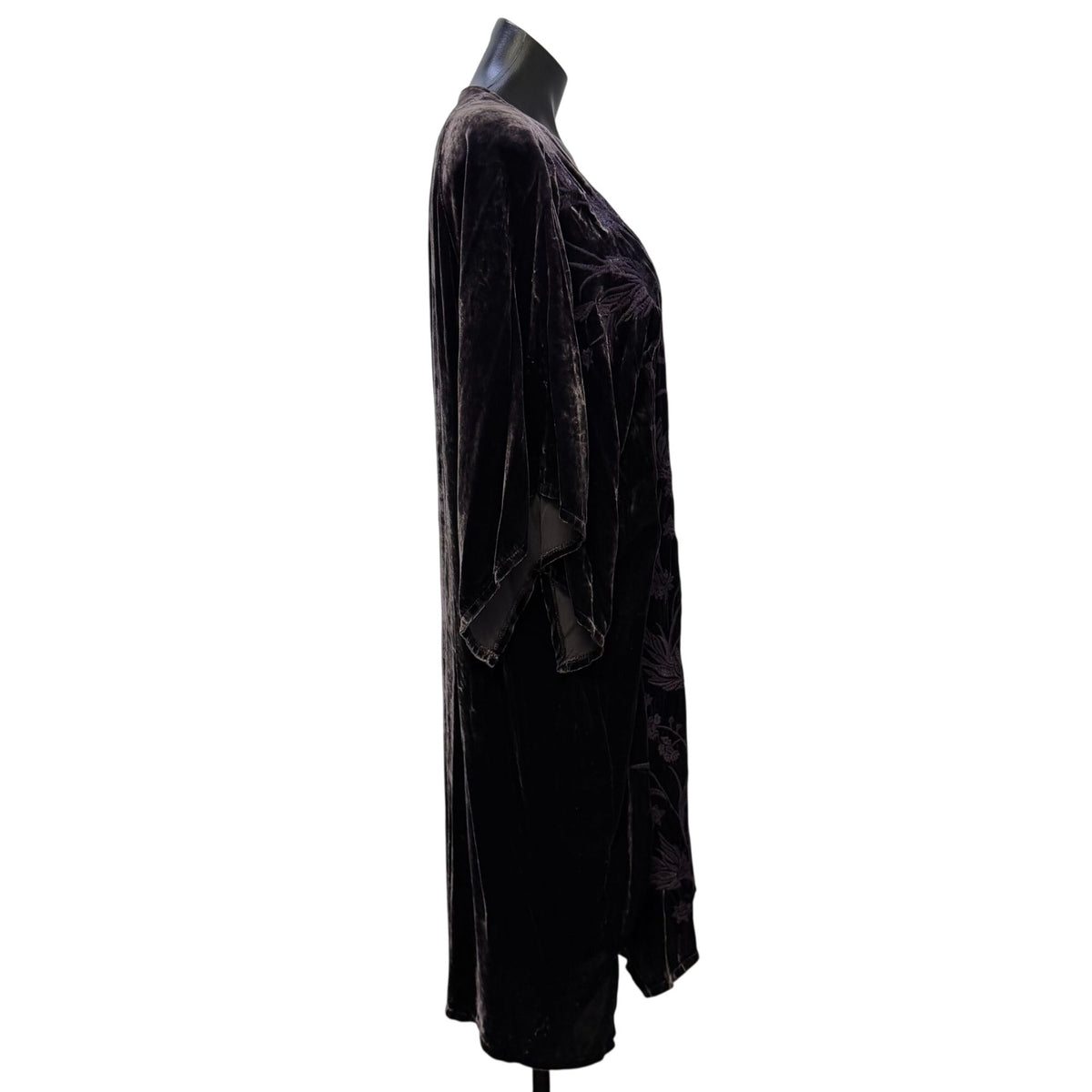 Johnny Was Purple Velvet Embroidered Floral Duster Kimono XL