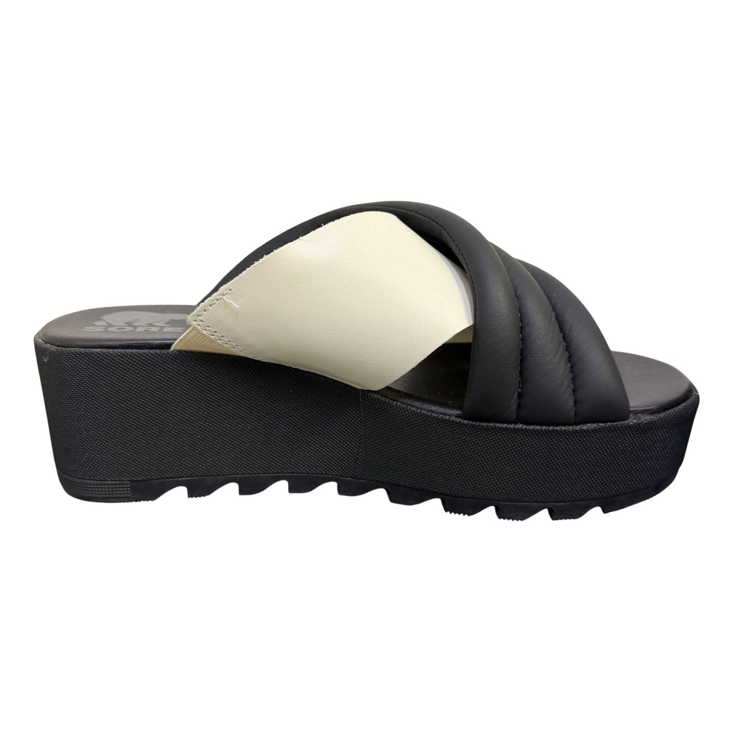 Sorel Black & White Crisscross Platform Sandals Size 7