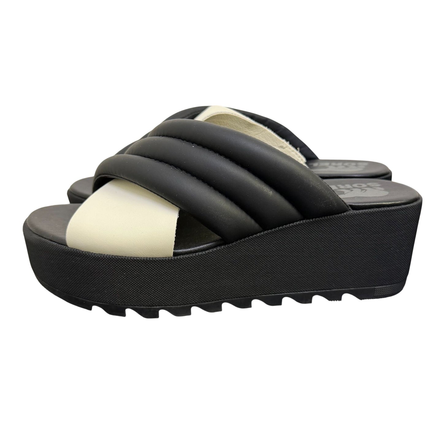 Sorel Black & White Crisscross Platform Sandals Size 7