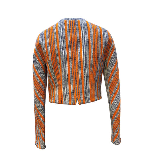 Carven Tweed Cropped Jacket Blue Orange S