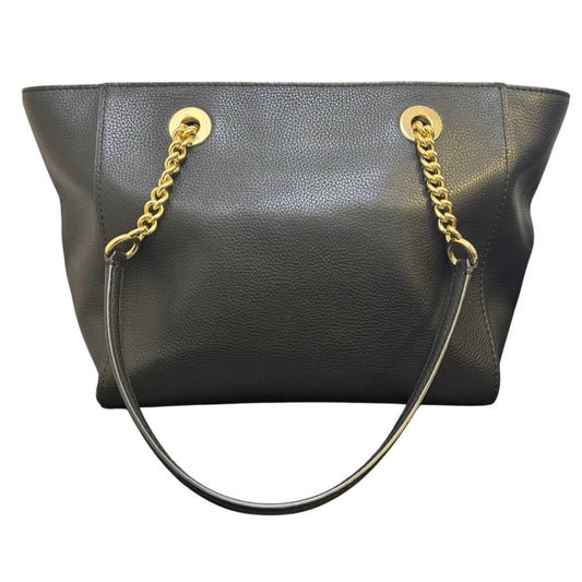 Coach Black Leather Shoulder Bag With Gold Chain Straps