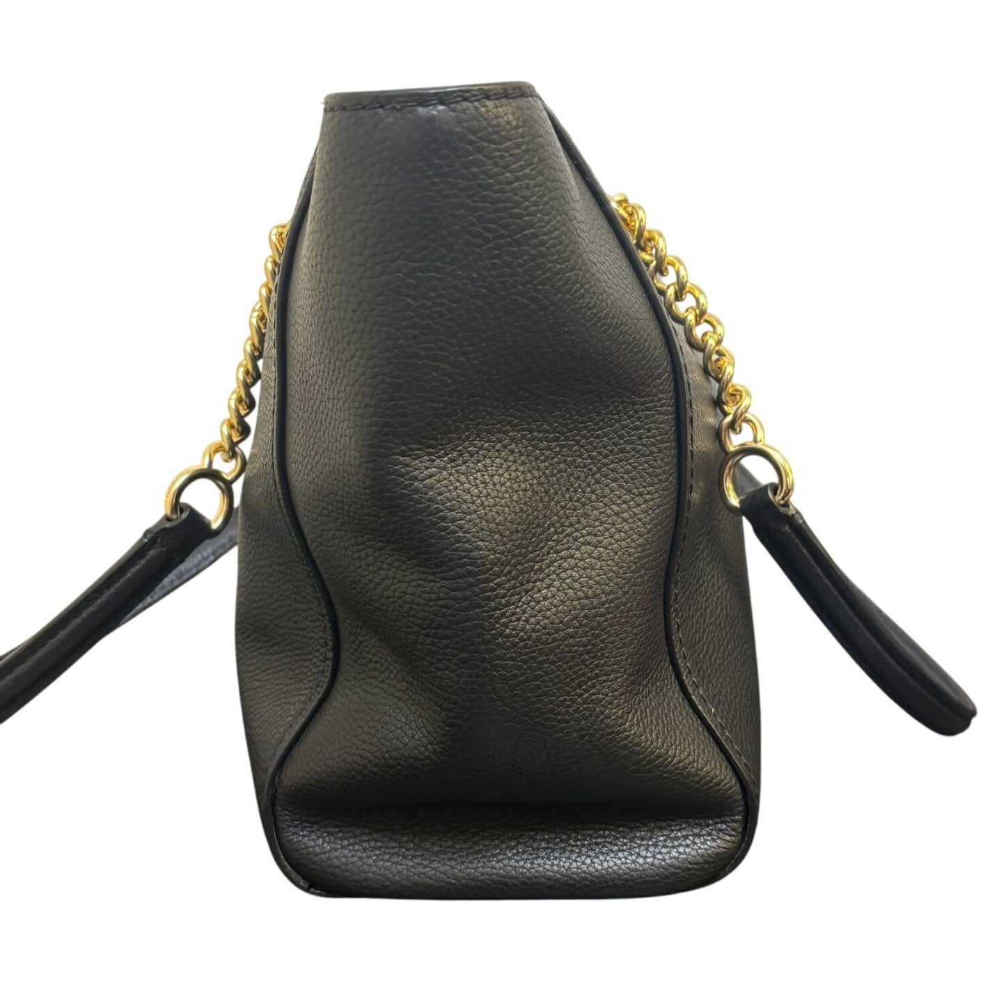 Coach Black Leather Shoulder Bag With Gold Chain Straps