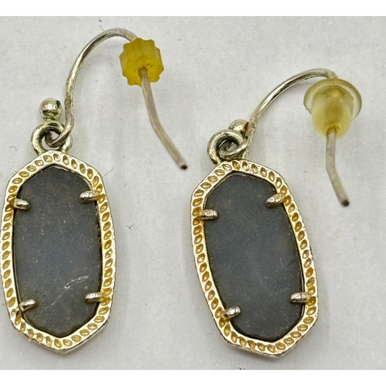 Kendra Scott Oval Drusy Drop Earrings With Textured Stone & Gold-Tone Border