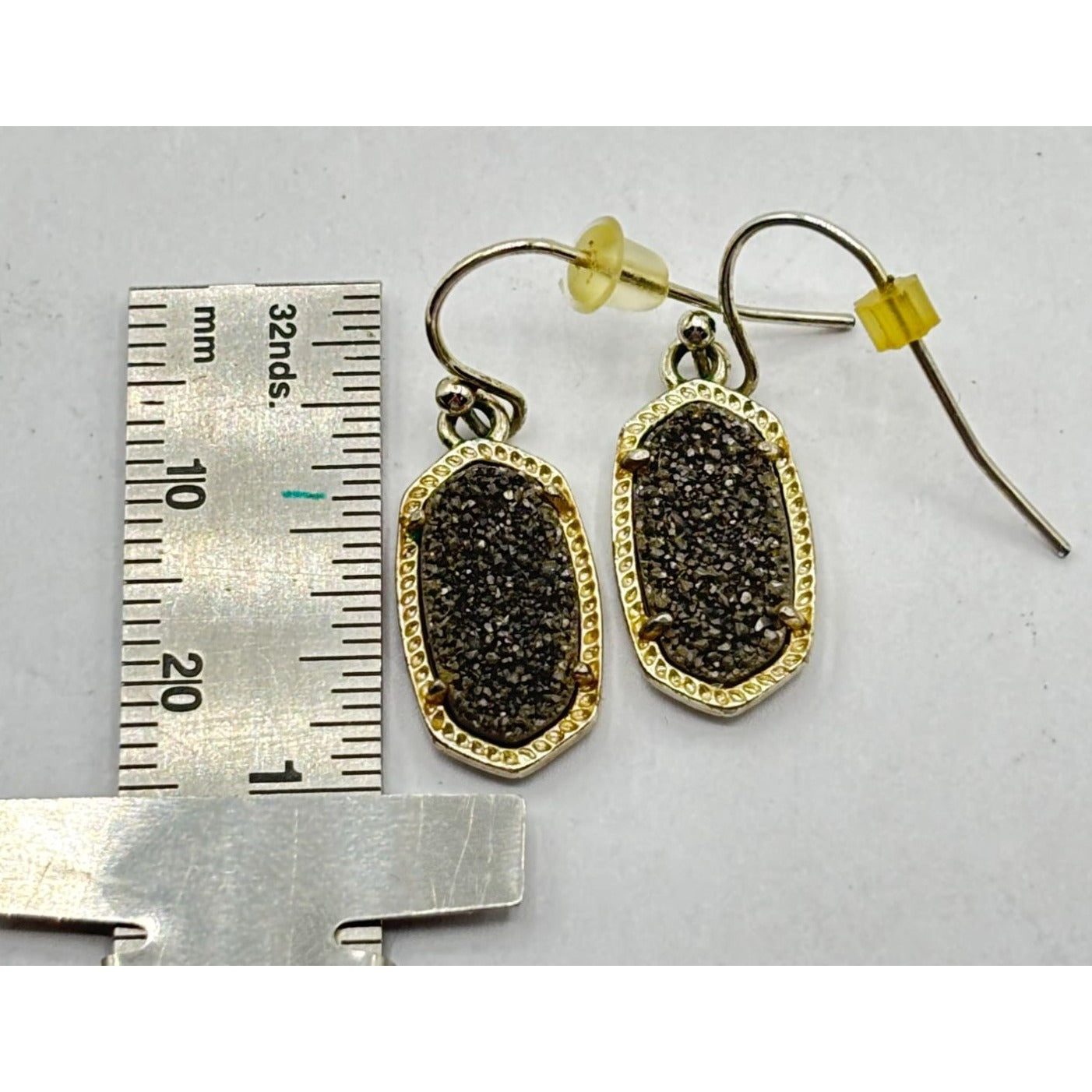 Kendra Scott Oval Drusy Drop Earrings With Textured Stone & Gold-Tone Border
