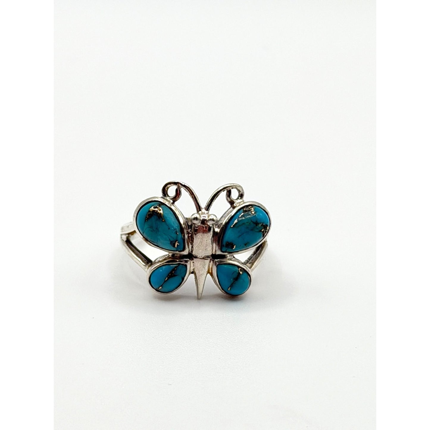 Butterfly Turquoise & Sterling Silver 925 Ring Size 8.5