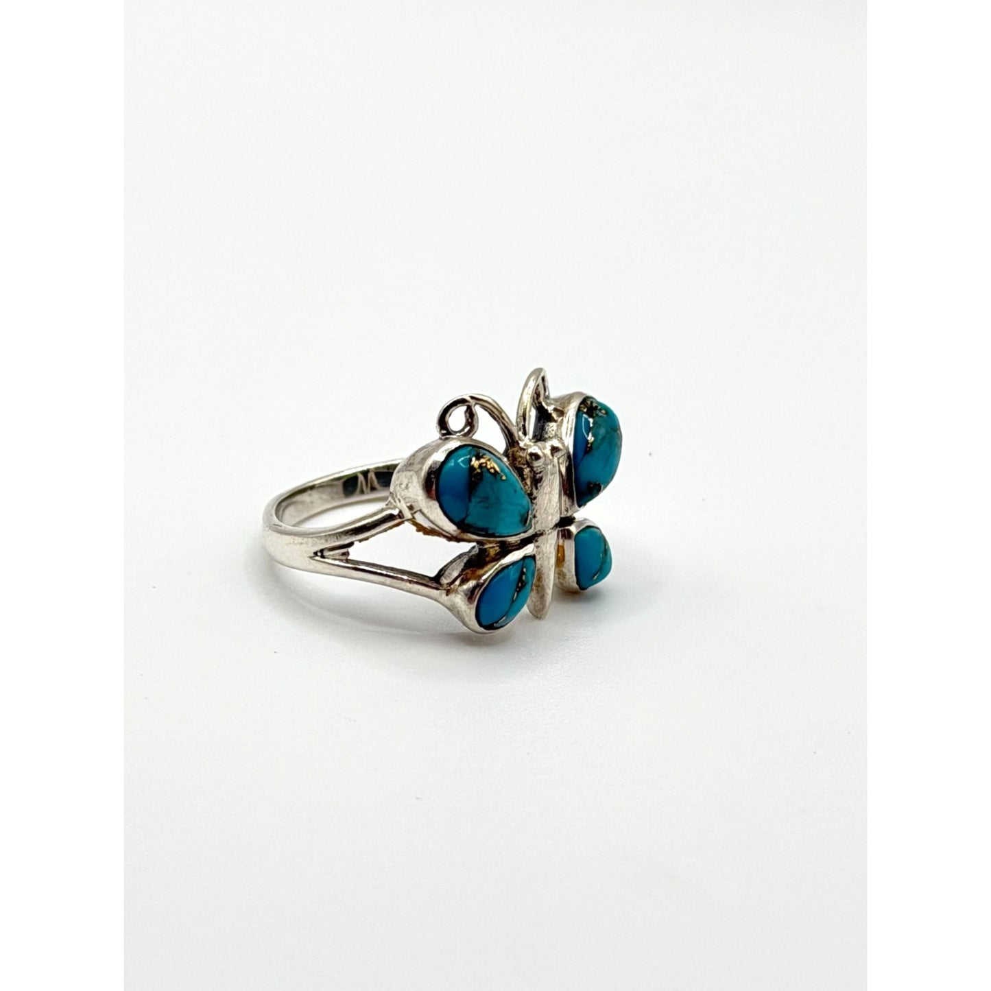 Butterfly Turquoise & Sterling Silver 925 Ring Size 8.5