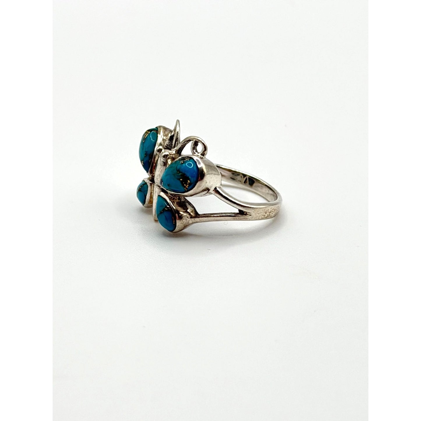 Butterfly Turquoise & Sterling Silver 925 Ring Size 8.5