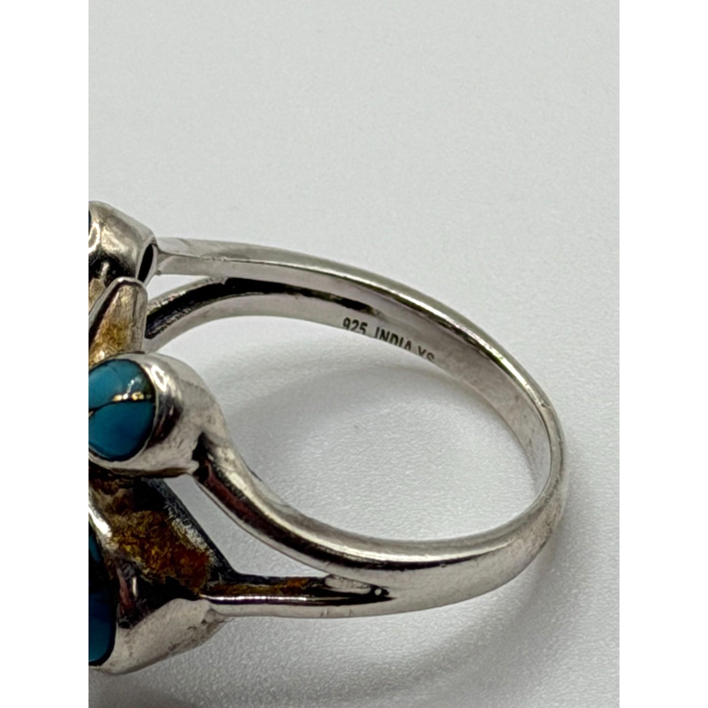 Butterfly Turquoise & Sterling Silver 925 Ring Size 8.5