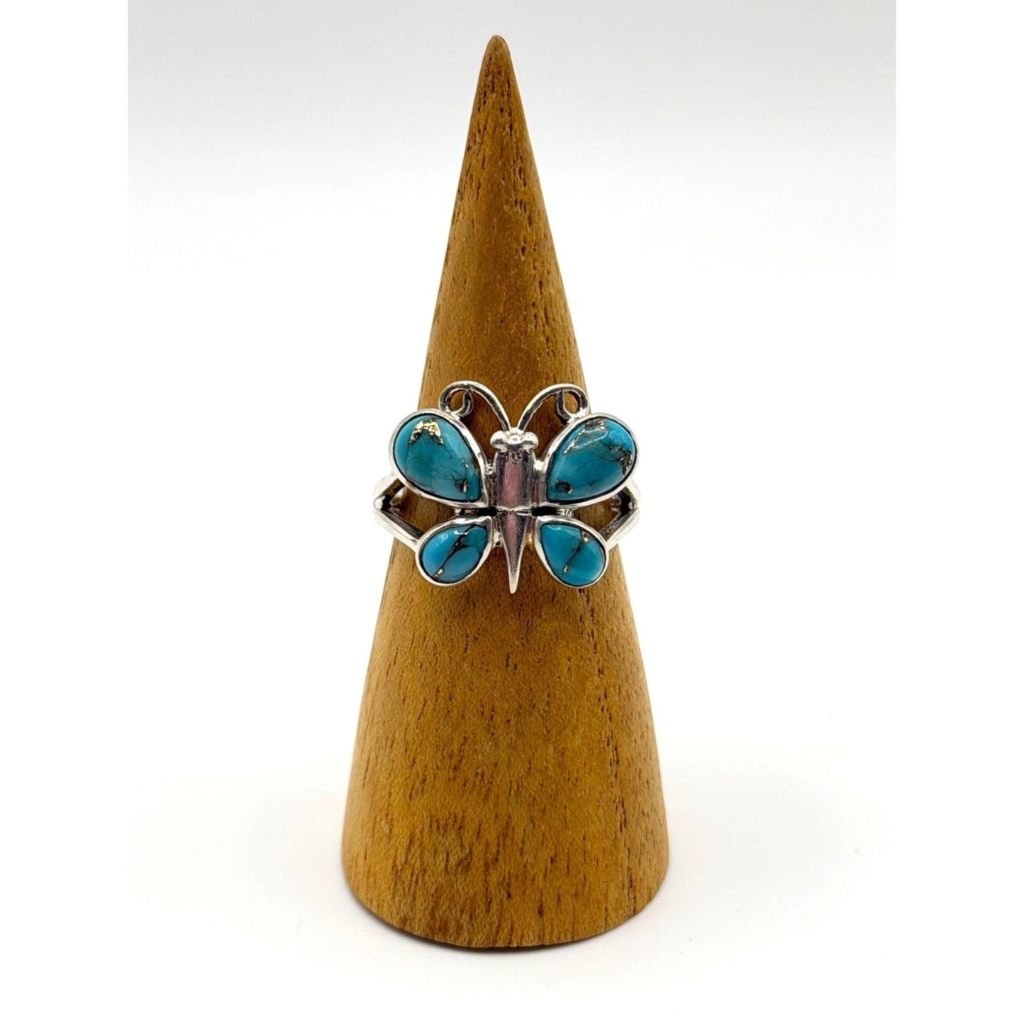 Butterfly Turquoise & Sterling Silver 925 Ring Size 8.5