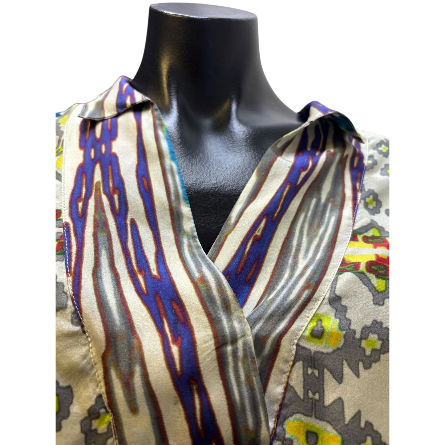 Johnny Was Silk Blouse Multicolor Long Sleeve M