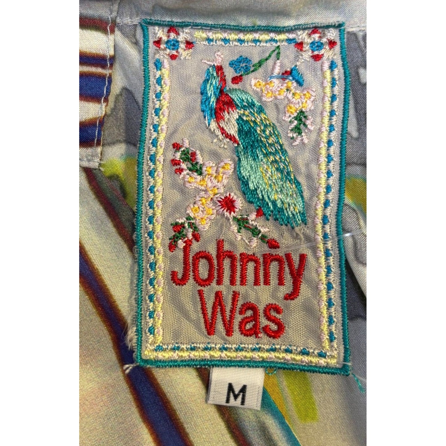 Johnny Was Silk Blouse Multicolor Long Sleeve M