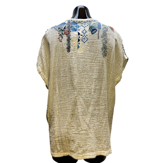 Johnny Was Embroidered White Blouse XL